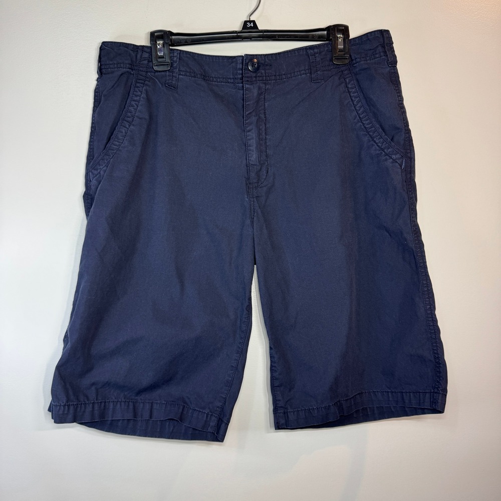 Buffalo David Bitton Shorts Mens 34 Navy Blue Chino Cotton Flat Versatile Front